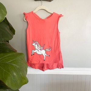 H&M Girls Size 5/6 Coral Unicorn Tank and Short Set